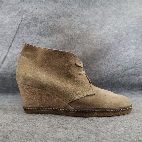 J Crew Shoes Womens 10 Bootie Wedge Chukka Leather Fashion Classic Lace Up Brown - Picture 15 of 15